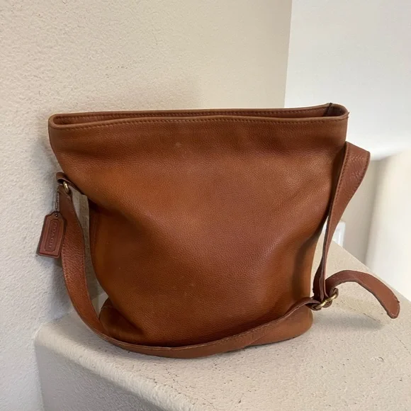 COACH Duffle Bag Brown Vintage Crossbody Shoulder Bag Pebble Leather Made In USA - Picture 2 of 15